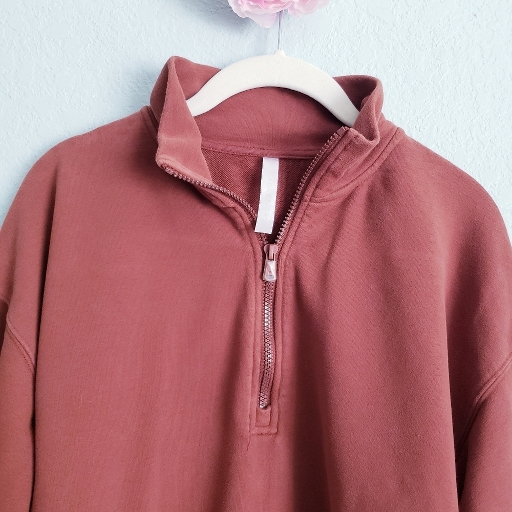 Fabletics Kate Half Zip Pullover Jacket In Java Rust - Picture 3 of 6